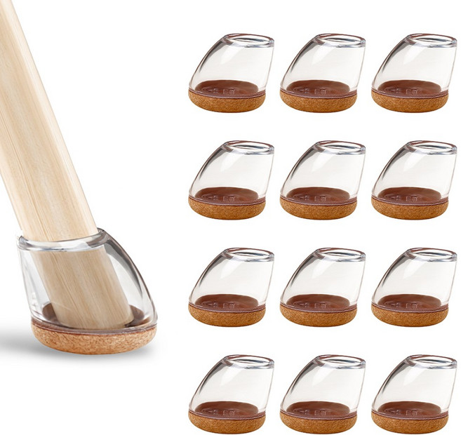 식탁 의자 발커버 층간 소음방지 원형 다리 의자캡, 16개, 투명