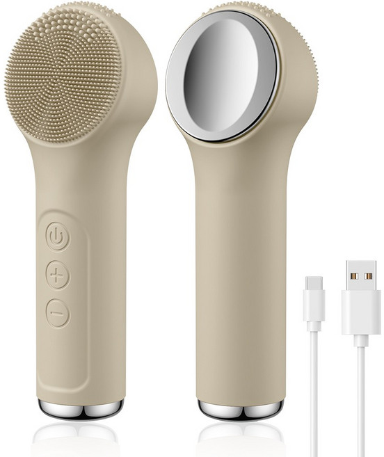 실리콘 진동클렌저 세안 브러시 온열 얼굴마사지기SK0310 고주파마사지기 휴대용, 1개, 그레이