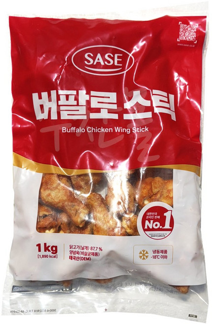 사세 버팔로스틱 1kg 냉동 사이드메뉴 치킨 닭봉, 10개