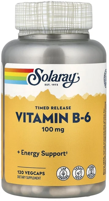 쏠라레이 비타민B6 100mg 120 베지캡슐, 비건, 캡슐, 성인남녀공용, 120정, 1개 - 쿠팡