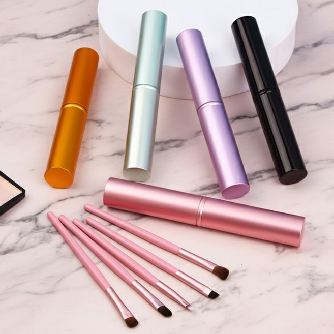 진우 아이섀도우 브러쉬 5종세트 틴케이스, 1개, 블랙