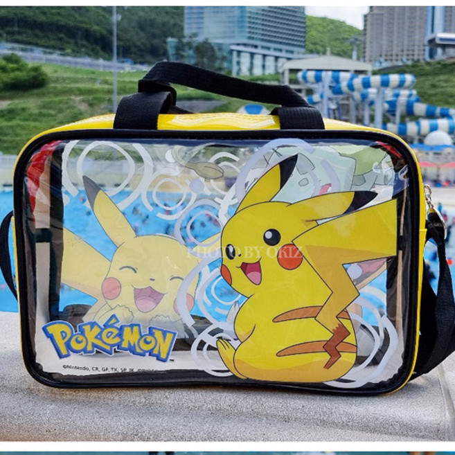 포켓몬스터 비치 사각 투명 수영가방 귀여누 피카츄 친구들