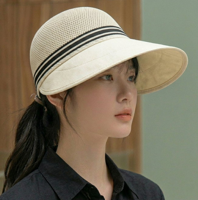 짱픽 자외선차단 메쉬모자 여성썬캡 여름 물놀이 바캉스