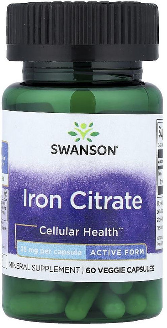 Swanson 철분 시트레이트 활성 제형 25mg 베지 캡슐 60정 Swanson (스완슨), 3개