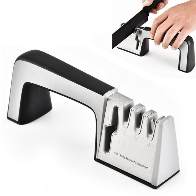 拜爾家居 多功能磨刀器 萬用磨刀器 磨菜刀 磨剪刀 手動磨刀, 1個, 四合一磨刀器