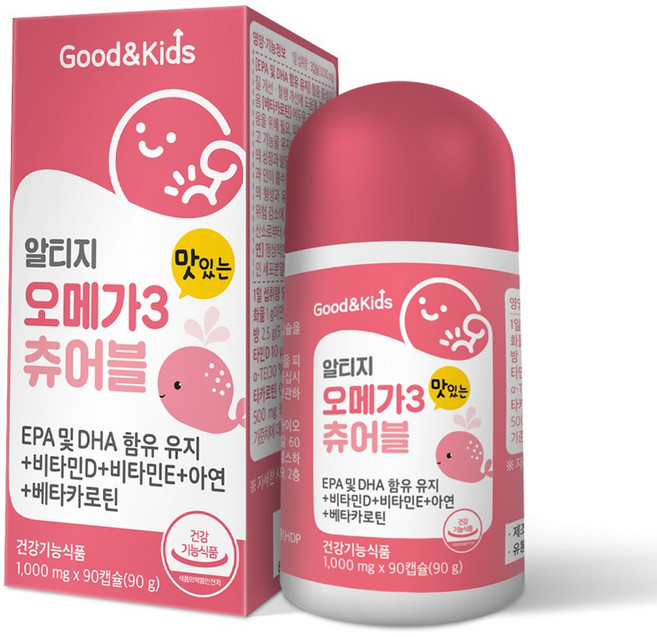 굿앤키즈 맛있는 어린이 알티지 오메가3 츄어블, 1개, 90정