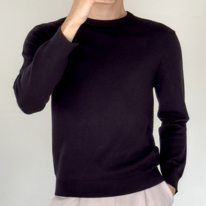 [제시본] 남자 고급 울 라운드 니트 도톰하고 부드러운 봄 가을 울혼방 스웨터 따뜻한 양모 비스코스 함유