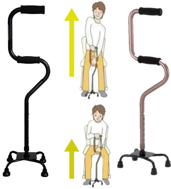 의료용지팡이 4발 네발 문어발 다족 일어서기 도움 환자용 재활용 지팡이 C, 블랙, 1개