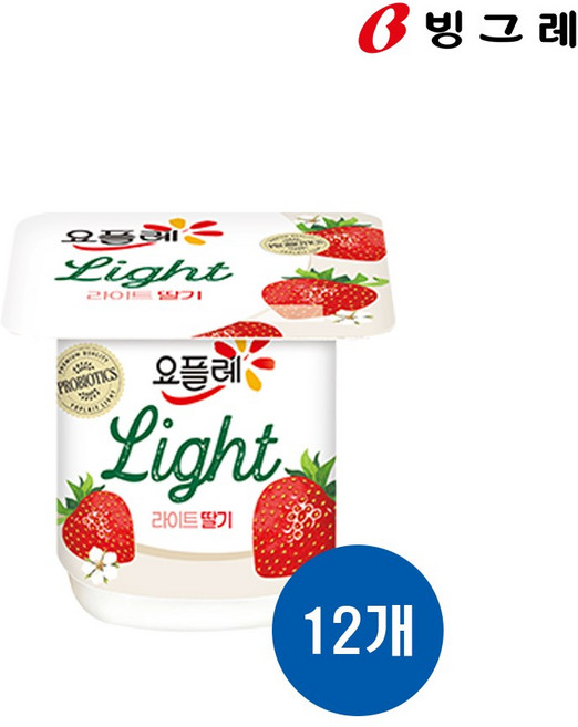 빙그레 요플레 라이트 딸기 80g 12개