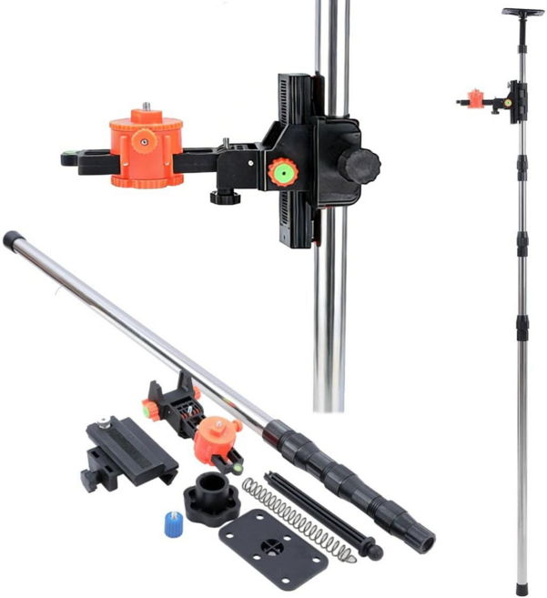 레벨기 보조 거치대 레이저 삼각대 레벨기 리프트 서포트 폴대 천장 고정봉 받침대 3.5M, 1세트