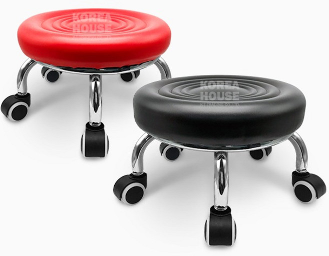 앉은뱅이 바퀴의자 동글뱅이 바퀴달린 이사 작업 무빙 이동식 청소 이동의자 등받이, 동굴뱅이의자레드, 1개