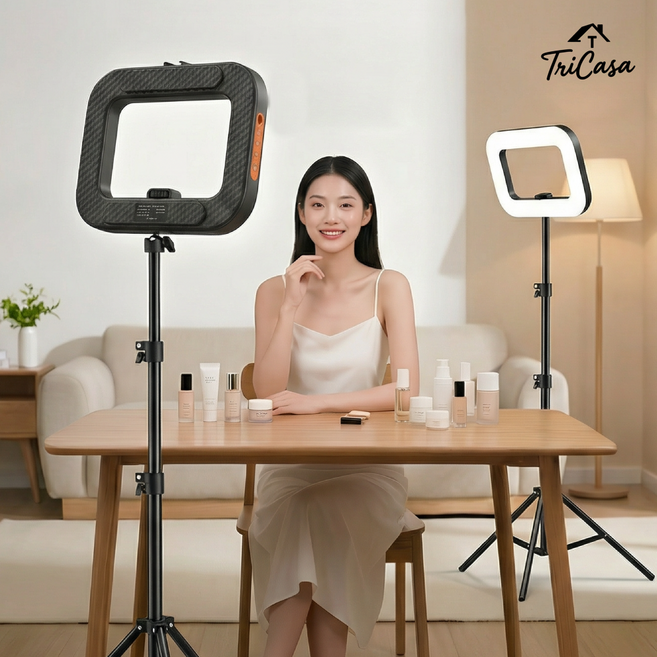 Tricasa 릴스 촬영 조명+ 휴대폰 홀더+1.6m스탠드 풀세트, 1개, TC-300