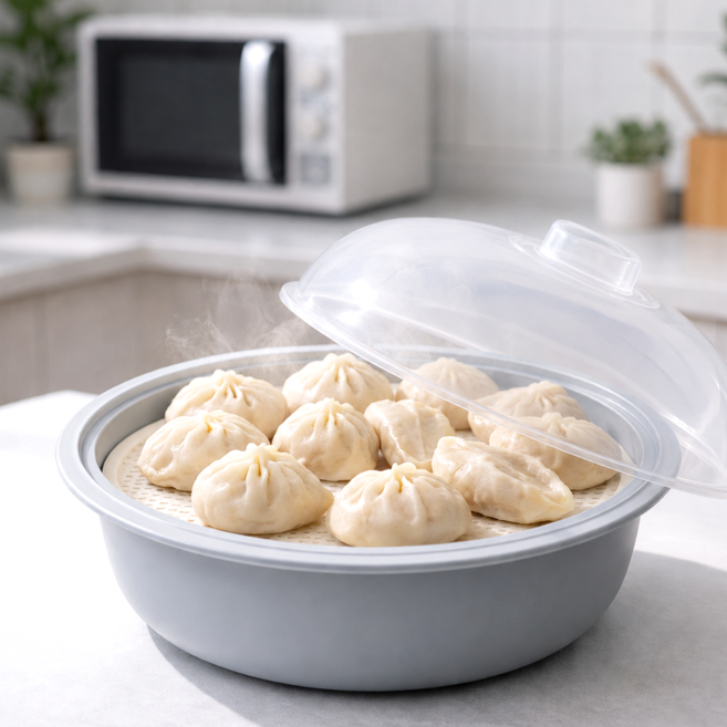 뚝땁 국산 전자레인지 찜기, 그레이, 1개