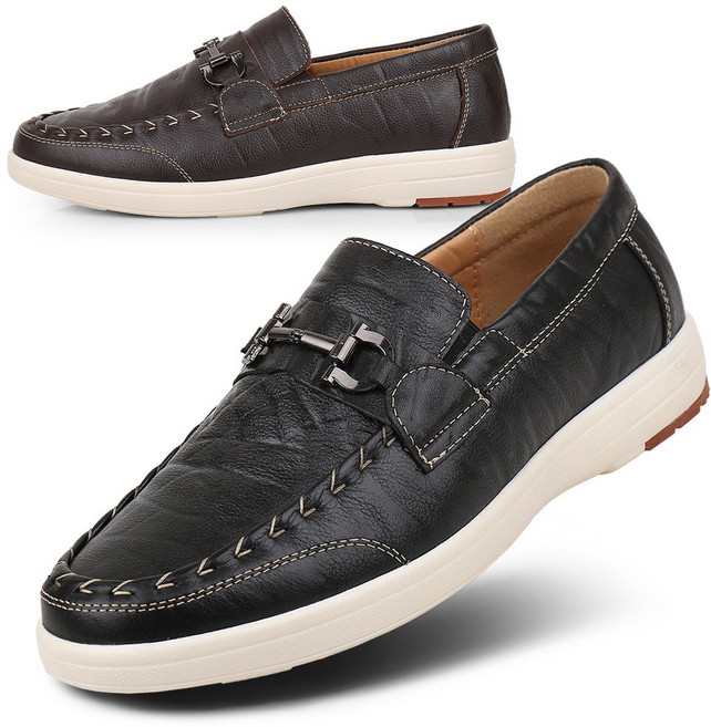 보이센스 비조 은장식 링클 남자 소가죽 로퍼 남성용 캐주얼 슬립온 단화 컴포트화 남성화 신발 슈즈