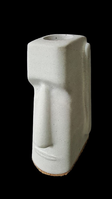 摩艾石像水泥筆筒花盆 幾何立體桌面收納 文創療癒書擋書夾, 1個