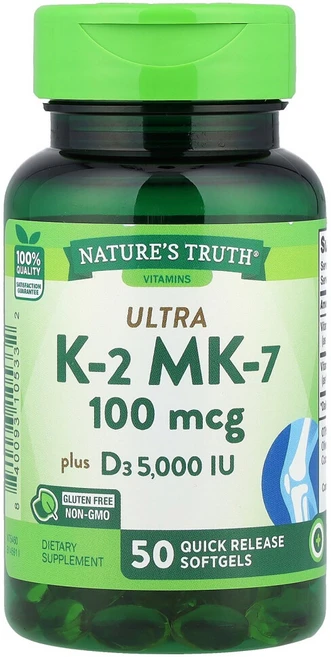 아이허브 Natures Truth (네이처스 트루스) 울트라 K-2 + MK-7 100mcg 속방형 소프트젤 50정, 1개, NTH10533 - 쿠팡