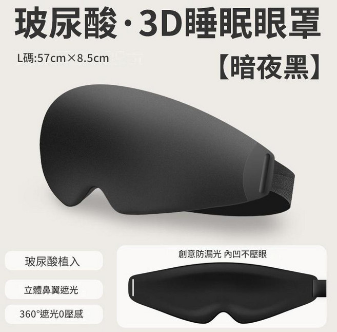 玻尿酸3D睡眠眼罩 創意防漏光 360°遮光