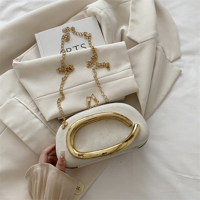 新款女包圓盒手抓晚宴迷你小包復古金屬提把鏈子單肩斜挎包