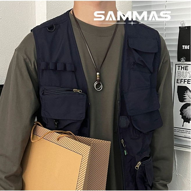 SAMMAS 日式Vintage羽毛項錬 復古皮革項錬 可調節皮繩項鍊 街頭個性長鍊 嘻哈風
