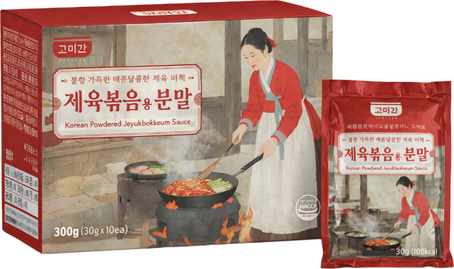 고미간 제육볶음용분말 제육볶음 소고기 돼지고기 소스 고추장 불고기 삼겹살 양념장, 10개, 30g