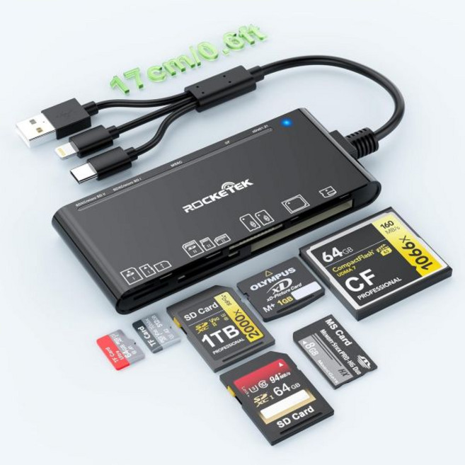 6 in 2 멀티 메모리 카드 리더 SDHC/SDXC/SD 리더 및 마이크로 SD 어댑터 포함 USB CAC SIM용 스마트 MS M2 MMC RS Windows Linux, USB/IP/Type C Card Reader
