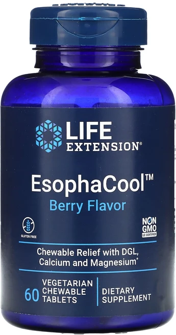Life Extension EsophaCool 베리 플레이버 60개 채식 씹는 정제, 60정, 1개 - 쿠팡