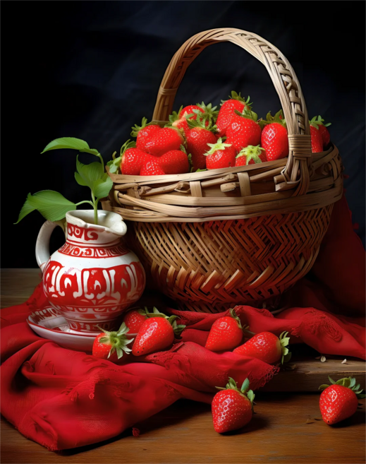 행운의 열매 딸기 목재 조각퍼즐 재물 풍부 가져다오는 과일 재물운에 좋은 풍수 컬렉션 그림퍼즐 300 500 700 1000피스, 바구니에 담긴 딸기 퍼즐도안05, 500조각(퍼즐유액없음), 1개