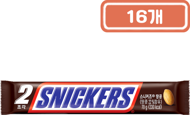 스니커즈 땅콩, 70g, 16개