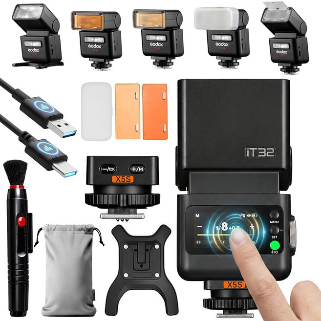 Godox IT32 TTL 카메라 플래시 및 X5L 트리거 레이카 카메라용 자석 핫슈 2in1 컬러풀 터치 스크린 회전 가능한 헤드 X 시스템 HSS 크리에이티브 액세서리, IT32+X5L