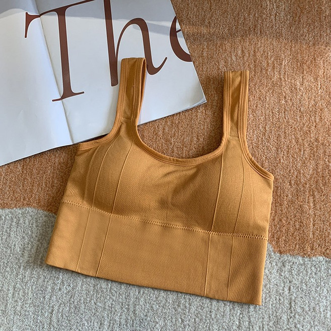 顯胸顯瘦帶胸墊方領美背bra top背心內衣小可愛多色可選