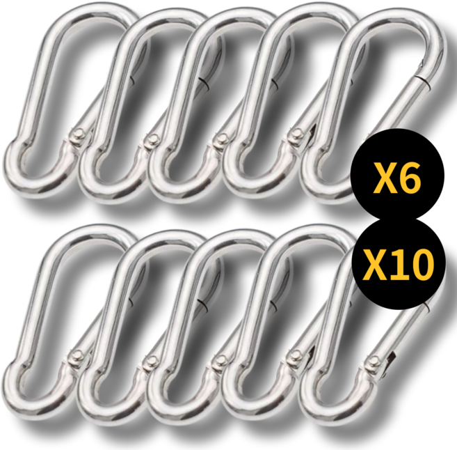 아이맥스몰 스텐 비너 카라비너 D형고리 등산 고리 캠핑 텐트용 10p 서스 sus 304, silver, 10개