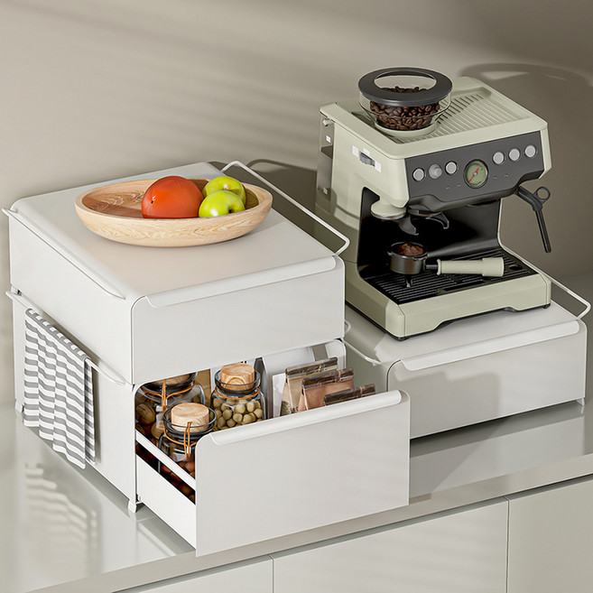 철제 슬라이드 수납함 약통 정리함 서랍장 틈새 디귿 철제 수납함, 화이트