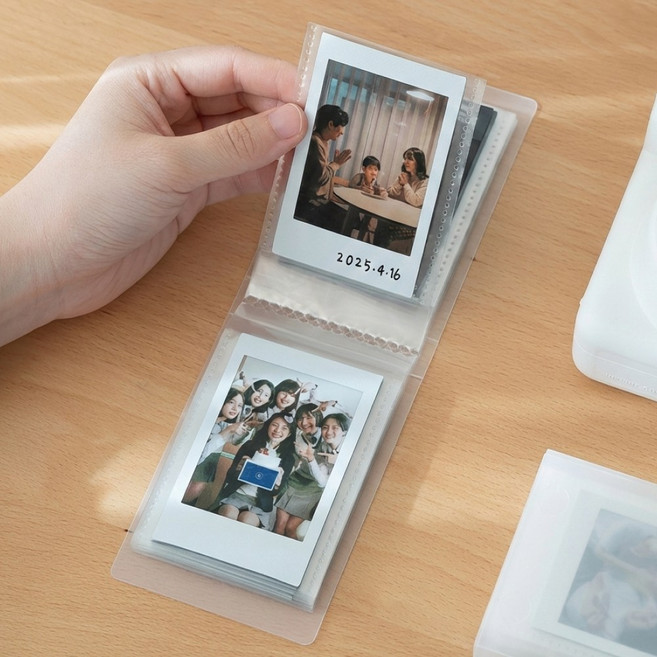 NIVORY 1칸 40매 추억 포토앨범 인생 사진첩 네컷 폴라로이드 카드 바인더 스티커사진 연예인 포토카드 명함집, 화이트