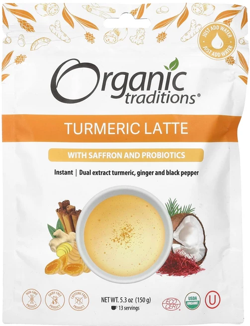 Organic Traditions 강황 라떼 프로바이오틱 사프론 150g, 5개 - 쿠팡