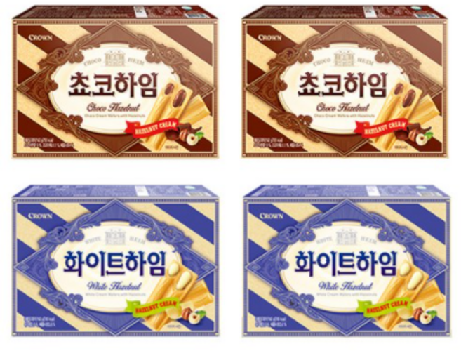 크라운 쵸코하임 142g x 2p + 화이트하임 142g x 2p 세트, 3세트
