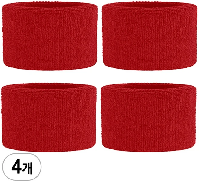 숏 손목밴드, 4개, 레드 - 쿠팡