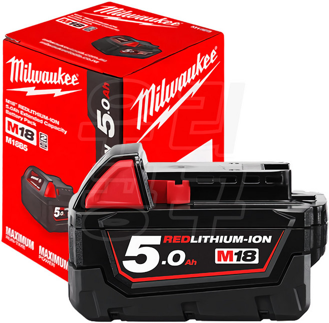 밀워키공식대리점 18V 5.0Ah 전동 공구 리튬이온 배터리 충전 밧데리 M18 B5, 1개