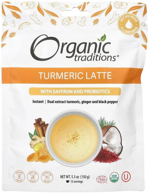 Organic Traditions 강황 라떼 프로바이오틱 사프론 150g, 1개 - 쿠팡