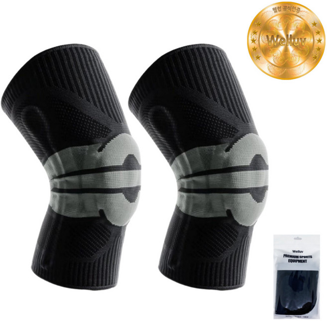 웰럽 프리미엄 3D 더블 스프링 실리콘 무릎보호대 WL-1051 2개(1세트), 1세트, 화이트