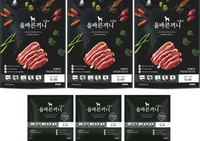 올바른끼니 플러스-오리 고구마(장건강) 강아지사료 _ 60%생육 100%휴먼그레이드 스팀공법 영양식 강아지밥, 장건강/유산균, 1.25kg, 3개