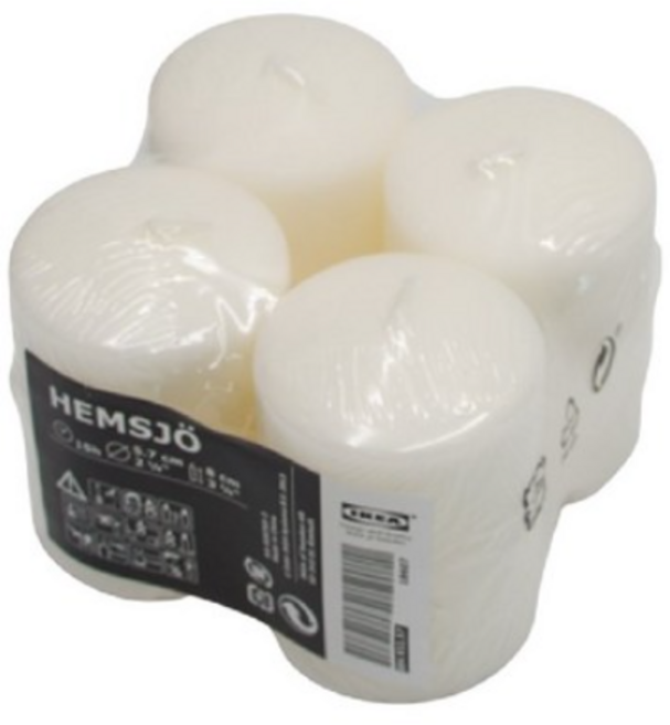 이케아 헴셰 양초 (5.7cm*8cm) 4입 3개, 무, 4개