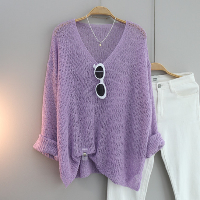 달콩 여성 위클리브이넥루즈핏니트 여름니트 여리여리