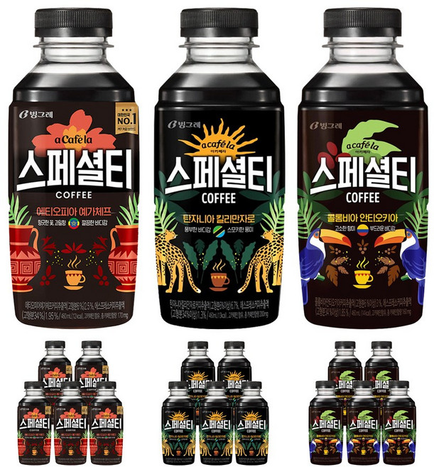 빙그레 아카페라 스페셜티 에티오피아 6P +탄자니아 6P +콜롬비아 6P, 460ml