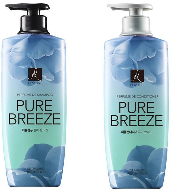 엘라스틴 퓨어브리즈 샴푸600ml+린스600ml 샴푸, 2개 - 쿠팡