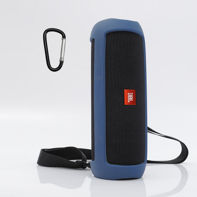 JBL Flip5 플립5 호환 실리콘 범퍼 케이스 소프트 커버+스트랩+카라비너, 네이비, 1개
