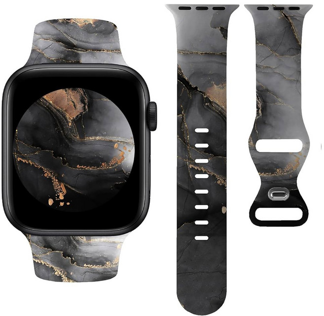 호환 Apple Watch 밴드와 호환되는 스포츠 밴드 38mm 40mm 41mm 42mm 44mm 45mm 46mm 49mm 럭스루이 마블 패턴 소프트 실리콘 스트랩 교체 iWa
