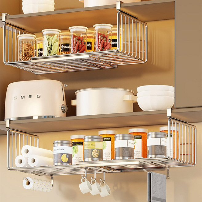 Alemon 길이조절 가능한 상부장 식기건조대, 은빛