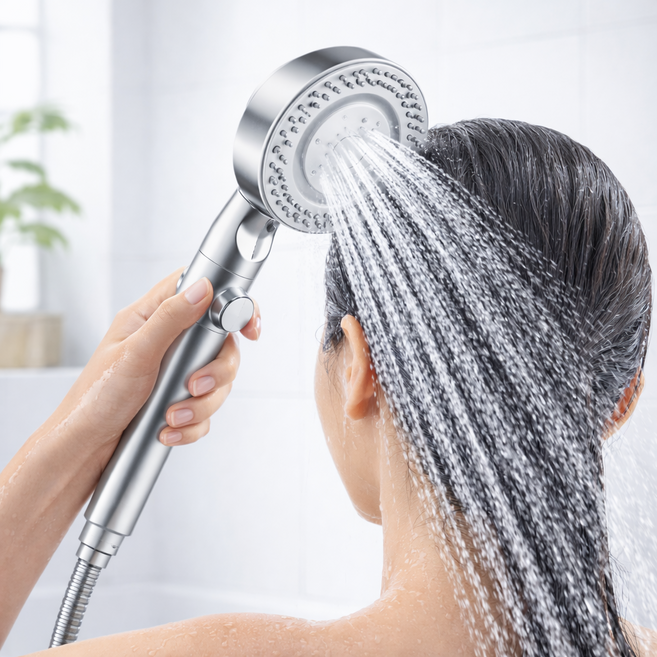 에이르카 강력수압 미세분사 샤워기 헤드, 실버, 1개