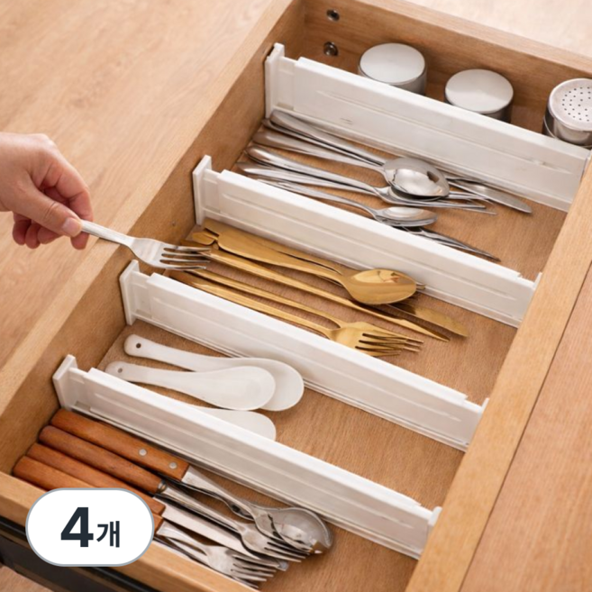 홈플로우 깔끔 정리 길이조절 서랍칸막이, 4개, 화이트