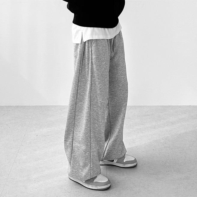 무드옴므 와이드 트레이닝 조거팬츠 벌룬 사이드 핀턱 츄리닝바지